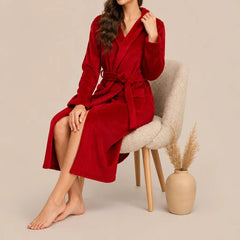 La boutique du peignoir Peignoir Capuche Femme - Long en Polaire, Rouge Bordeaux