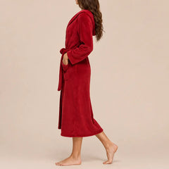 La boutique du peignoir Peignoir Capuche Femme - Long en Polaire, Rouge Bordeaux