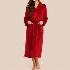 La boutique du peignoir Peignoir Capuche Femme - Long en Polaire, Rouge Bordeaux
