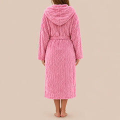 La boutique du peignoir Peignoir Capuche Femme - Long en Polaire Torsadée, Rose Bonbon