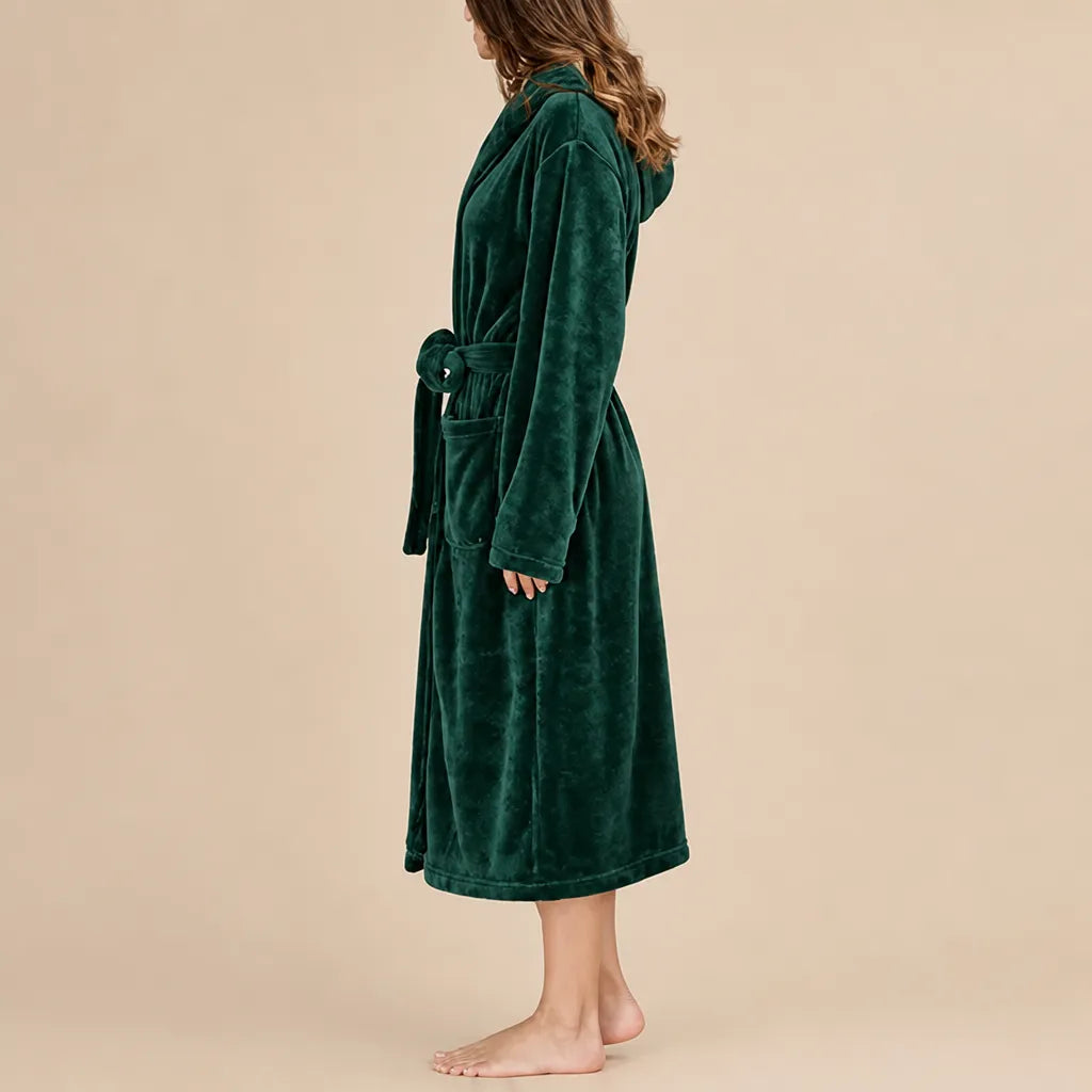 La boutique du peignoir Peignoir Capuche Femme - Long en Polaire, Vert Sapin