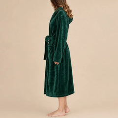 La boutique du peignoir Peignoir Capuche Femme - Long en Polaire, Vert Sapin