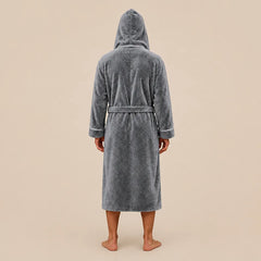 La boutique du peignoir Peignoir Capuche Homme - Long en Polaire à Liseré, Gris