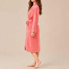 La boutique du peignoir Peignoir Coton Femme - Long à Liseré, Corail