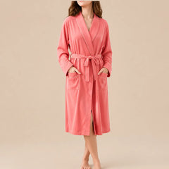 La boutique du peignoir Peignoir Coton Femme - Long à Liseré, Corail