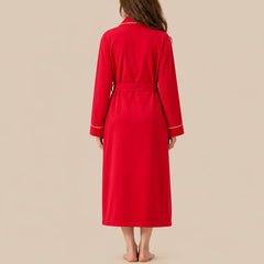 La boutique du peignoir Peignoir Coton Femme - Long à Liseré, Rouge Vif