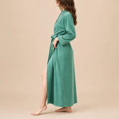 La boutique du peignoir Peignoir Coton Femme - Long à Liseré, Vert Jade