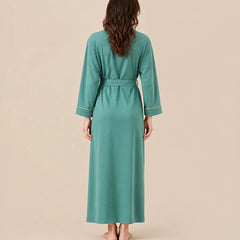 La boutique du peignoir Peignoir Coton Femme - Long à Liseré, Vert Jade