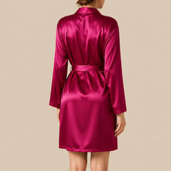 La boutique du peignoir Peignoir Court Femme - en Satin Uni, Framboise