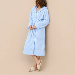 La boutique du peignoir Peignoir de Bain Femme - Microfibre à Capuche, Bleu Ciel