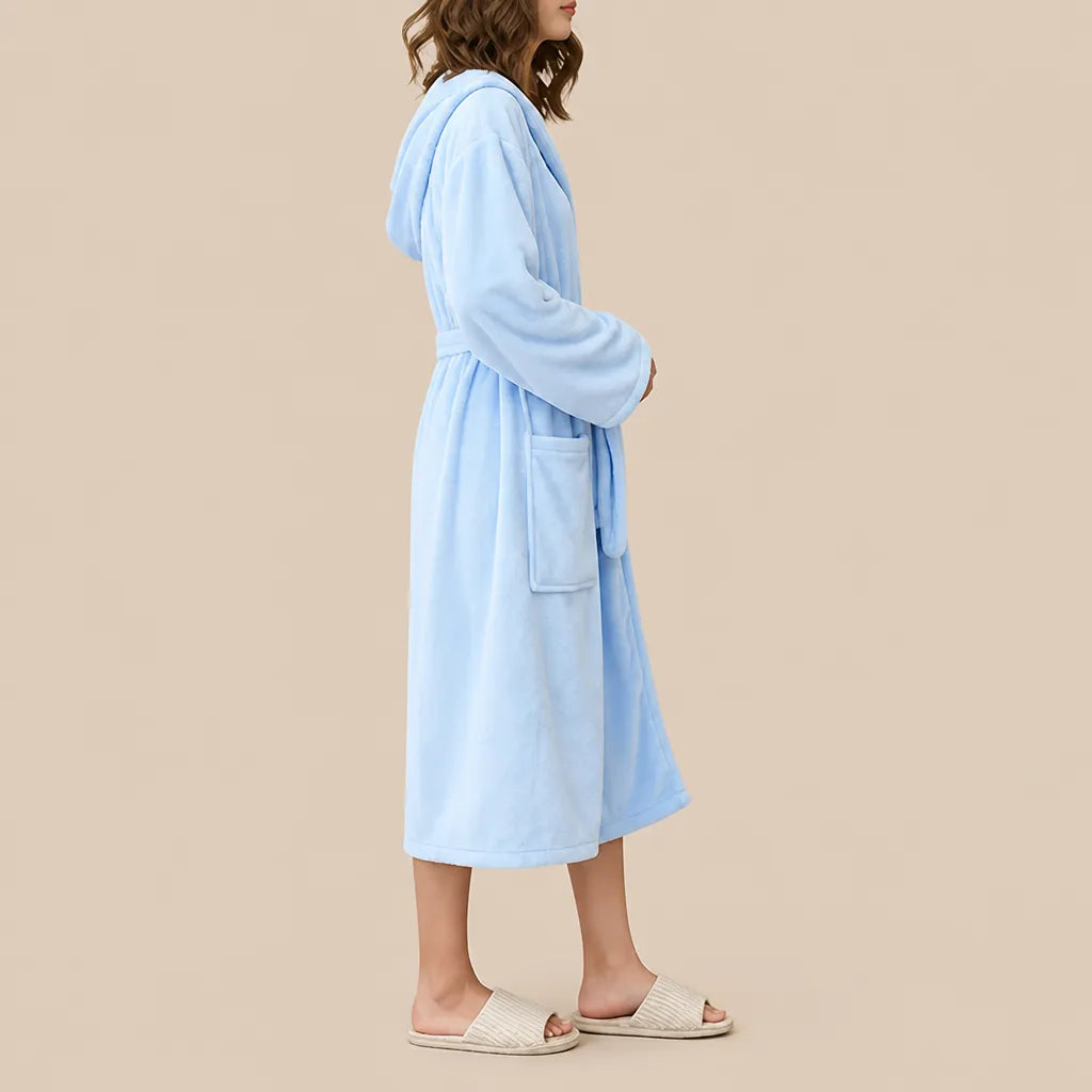 La boutique du peignoir Peignoir de Bain Femme - Microfibre à Capuche, Bleu Ciel