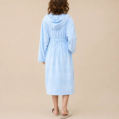 La boutique du peignoir Peignoir de Bain Femme - Microfibre à Capuche, Bleu Ciel
