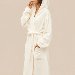La boutique du peignoir Peignoir de Bain Femme - Microfibre à Capuche, Écru