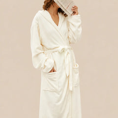 La boutique du peignoir Peignoir de Bain Femme - Microfibre à Capuche, Écru