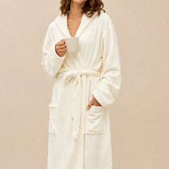 La boutique du peignoir Peignoir de Bain Femme - Microfibre à Capuche, Écru