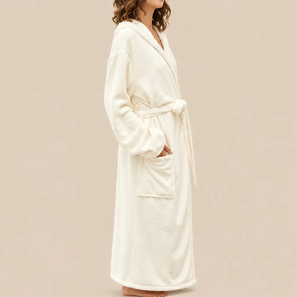 La boutique du peignoir Peignoir de Bain Femme - Microfibre à Capuche, Écru