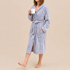 La boutique du peignoir Peignoir de Bain Femme - Microfibre à Capuche, Gris Lavande