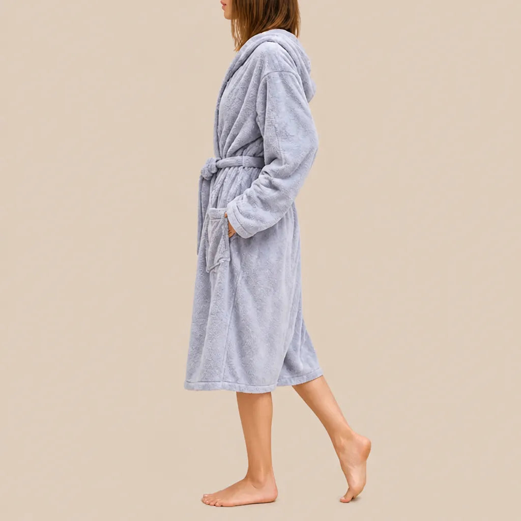 La boutique du peignoir Peignoir de Bain Femme - Microfibre à Capuche, Gris Lavande