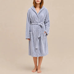 La boutique du peignoir Peignoir de Bain Femme - Microfibre à Capuche, Gris Lavande