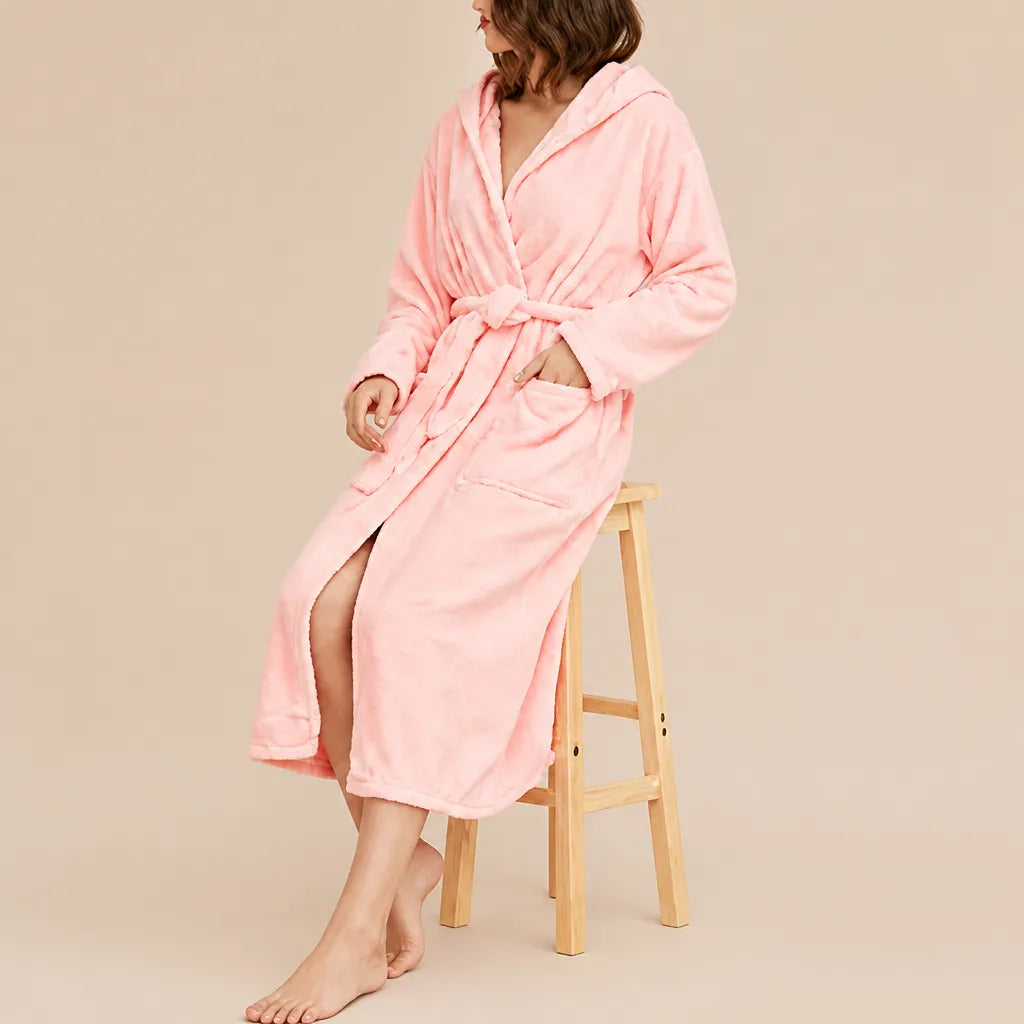 La boutique du peignoir Peignoir de Bain Femme - Microfibre à Capuche, Rose Saumon