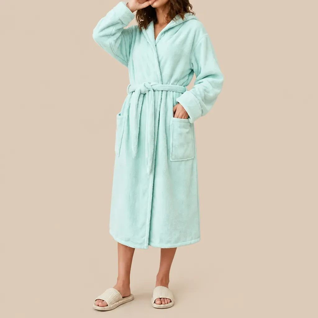 La boutique du peignoir Peignoir de Bain Femme - Microfibre à Capuche, Vert d'Eau