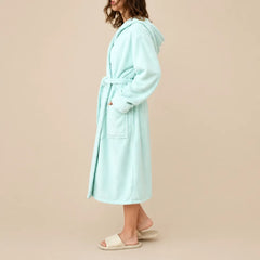 La boutique du peignoir Peignoir de Bain Femme - Microfibre à Capuche, Vert d'Eau