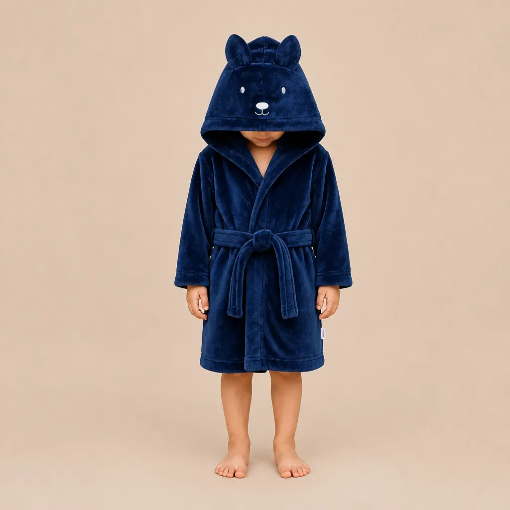 La boutique du peignoir Peignoir Enfant - Polaire à Capuche Ourson, Bleu Marine