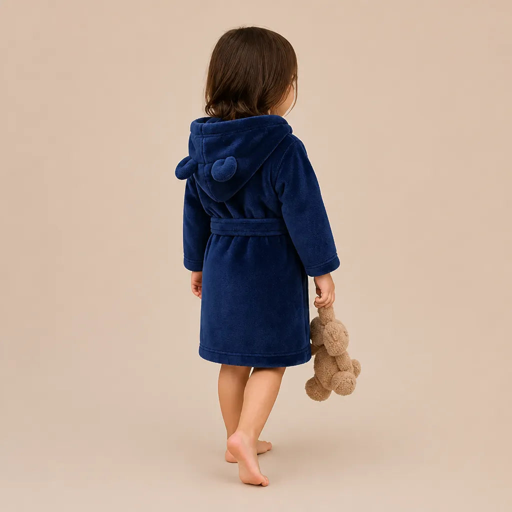 La boutique du peignoir Peignoir Enfant - Polaire à Capuche Ourson, Bleu Marine