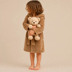 La boutique du peignoir Peignoir Enfant - Polaire à Capuche Ourson, Marron Caramel