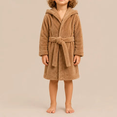 La boutique du peignoir Peignoir Enfant - Polaire à Capuche Ourson, Marron Caramel