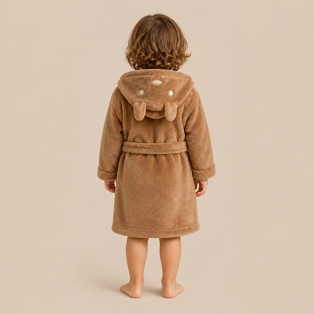 La boutique du peignoir Peignoir Enfant - Polaire à Capuche Ourson, Marron Caramel