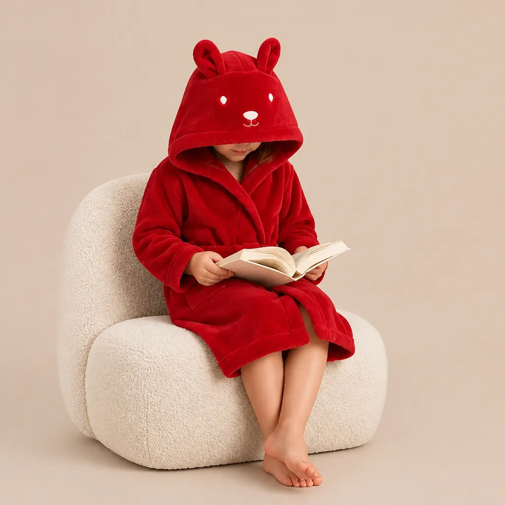 La boutique du peignoir Peignoir Enfant - Polaire à Capuche Ourson, Rouge