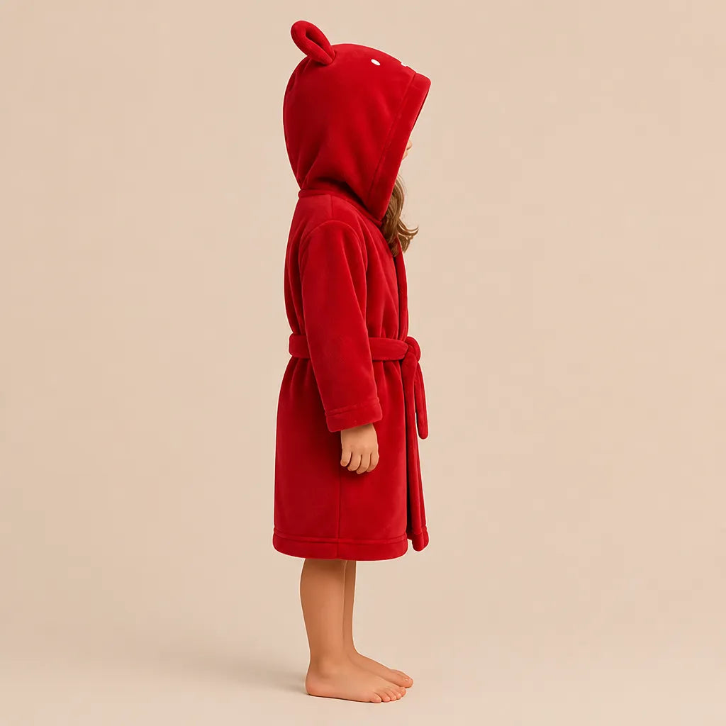 La boutique du peignoir Peignoir Enfant - Polaire à Capuche Ourson, Rouge
