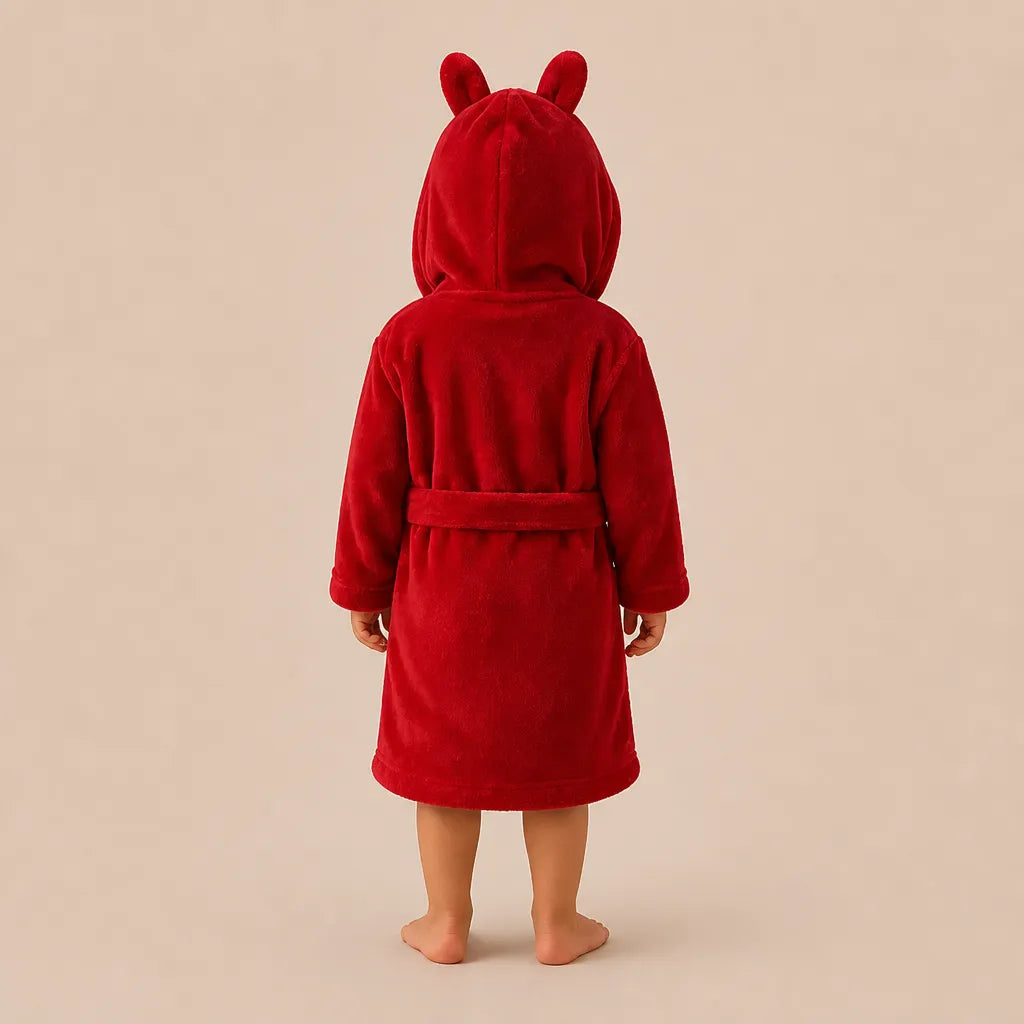 La boutique du peignoir Peignoir Enfant - Polaire à Capuche Ourson, Rouge