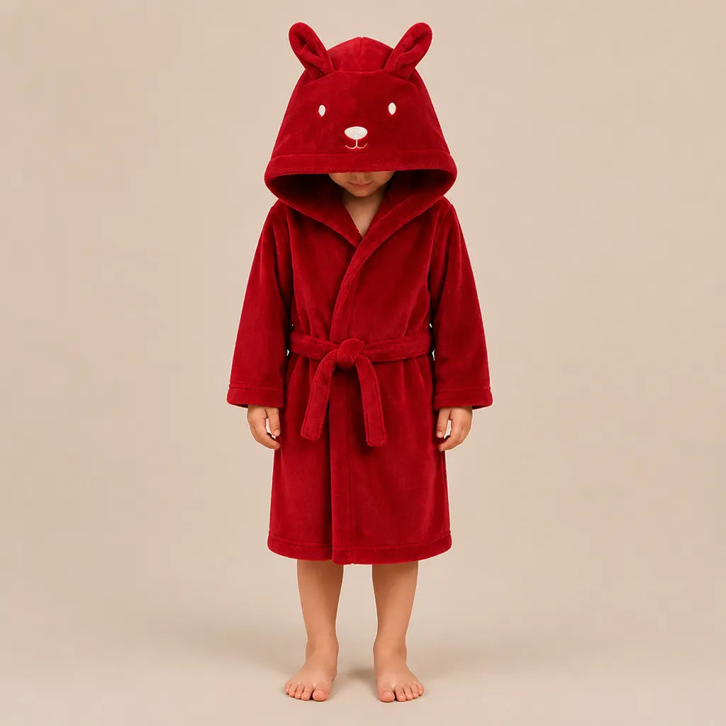 La boutique du peignoir Peignoir Enfant - Polaire à Capuche Ourson, Rouge