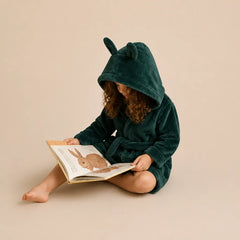 La boutique du peignoir Peignoir Enfant - Polaire à Capuche Ourson, Vert Sapin