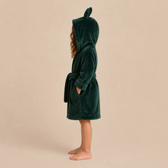 La boutique du peignoir Peignoir Enfant - Polaire à Capuche Ourson, Vert Sapin