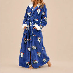 La boutique du peignoir Peignoir Femme Polaire - Long à Capuche, Bleu Roi à Koalas