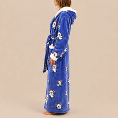 La boutique du peignoir Peignoir Femme Polaire - Long à Capuche, Bleu Roi à Koalas