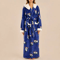 La boutique du peignoir Peignoir Femme Polaire - Long à Capuche, Bleu Roi à Koalas