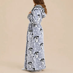 La boutique du peignoir Peignoir Femme Polaire - Long à Capuche, Gris à Chiens