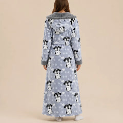 La boutique du peignoir Peignoir Femme Polaire - Long à Capuche, Gris à Chiens