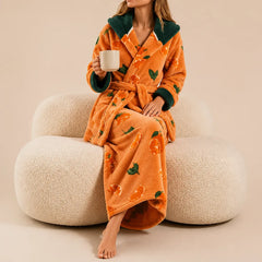 La boutique du peignoir Peignoir Femme Polaire - Long à Capuche, Orange à Agrumes