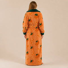 La boutique du peignoir Peignoir Femme Polaire - Long à Capuche, Orange à Agrumes