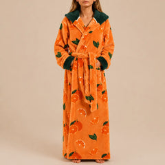 La boutique du peignoir Peignoir Femme Polaire - Long à Capuche, Orange à Agrumes