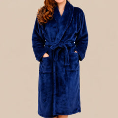 La boutique du peignoir Peignoir Femme Polaire - Long à Col Châle, Bleu Marine
