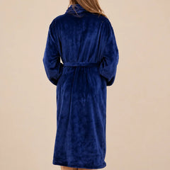 La boutique du peignoir Peignoir Femme Polaire - Long à Col Châle, Bleu Marine