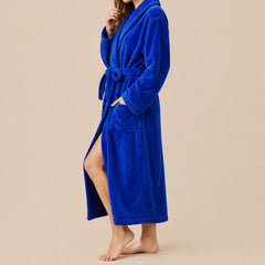 La boutique du peignoir Peignoir Femme Polaire - Long à Col Châle, Bleu Roi