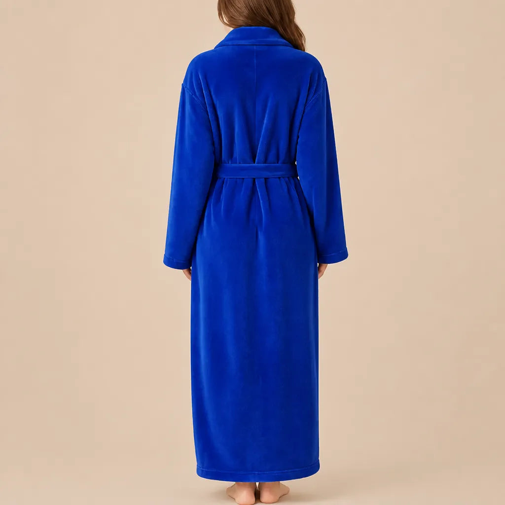 La boutique du peignoir Peignoir Femme Polaire - Long à Col Châle, Bleu Roi