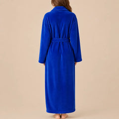 La boutique du peignoir Peignoir Femme Polaire - Long à Col Châle, Bleu Roi